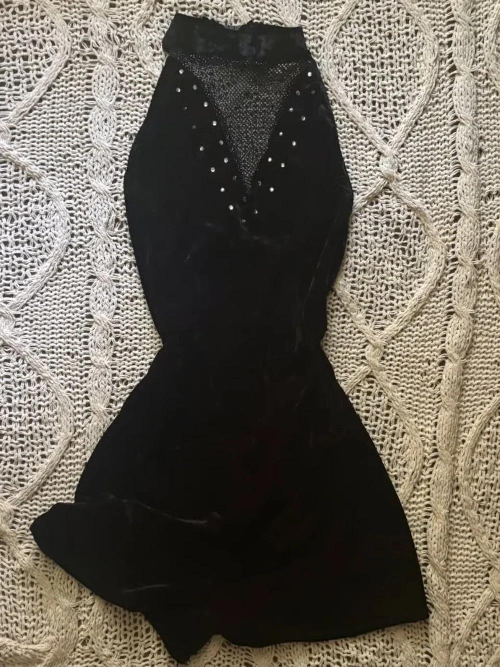 Black velvet halter neck dance romper costume, tap ballet jazz  - like new, fits